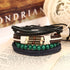 TRENDY Set Armbänder Ethnostil mehrschichtig geflochten Leder Holz Stoff Unisex Als Geschenk